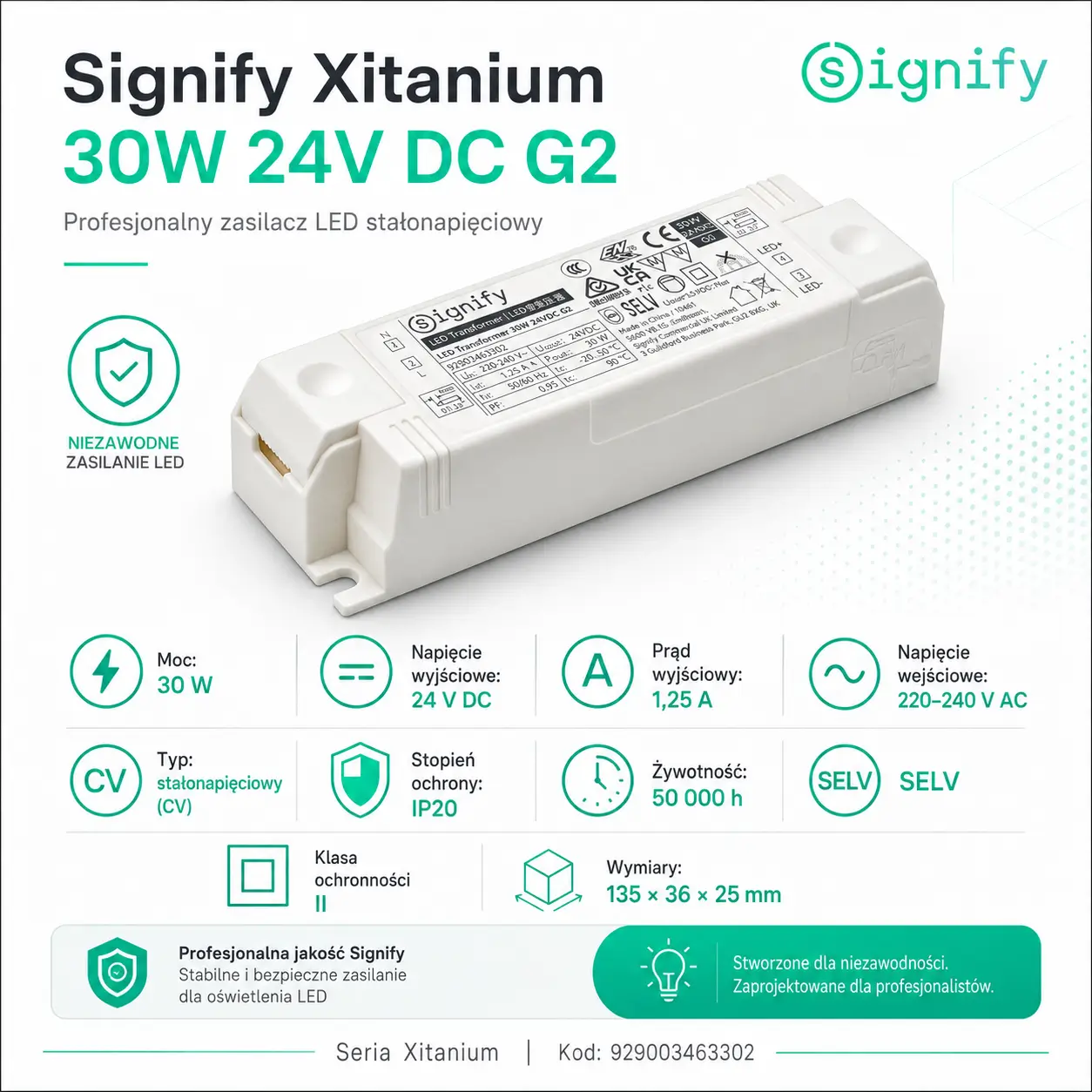 Zasilacz SIGNIFY Xi LED Transformer 30W 24VDC