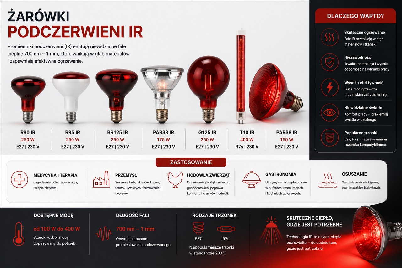 Żarówki i Lampy podczerwone IR 