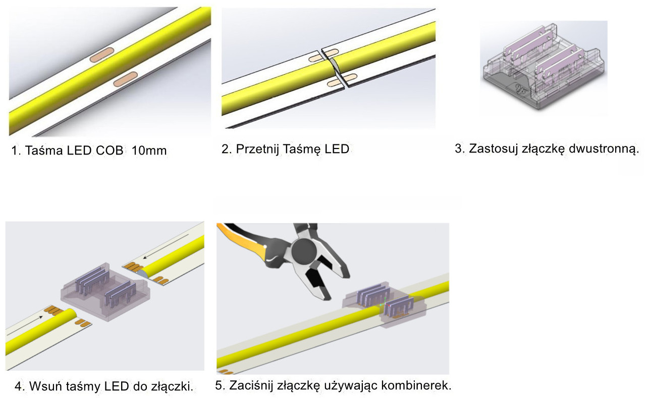Jak połączyć taśmy LED COB za pomocą złączki?