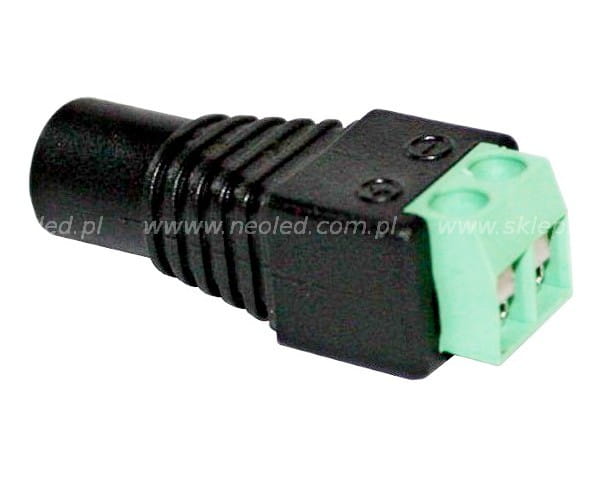 Adapter wtyk żeński 5,5/2,1 na zaciski śrubowe.