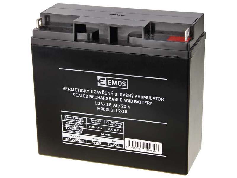 Akumulator VRLA w technologii AGM 12V 18Ah F12 x 12 x 2mm EMOS